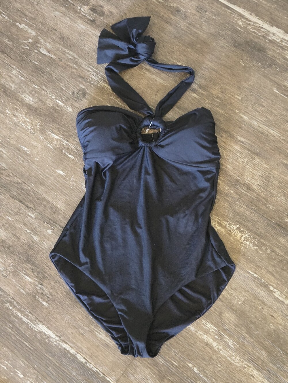 DKNY Black Ring Halter Neck One-Piece Swimsuit With Tummy Control Size Medium - Picture 8 of 8